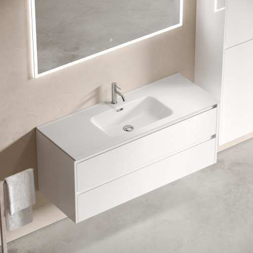 Тумба под раковину Sancos Libra LB120-1W 120х50 подвесная цвет белый - фото 4